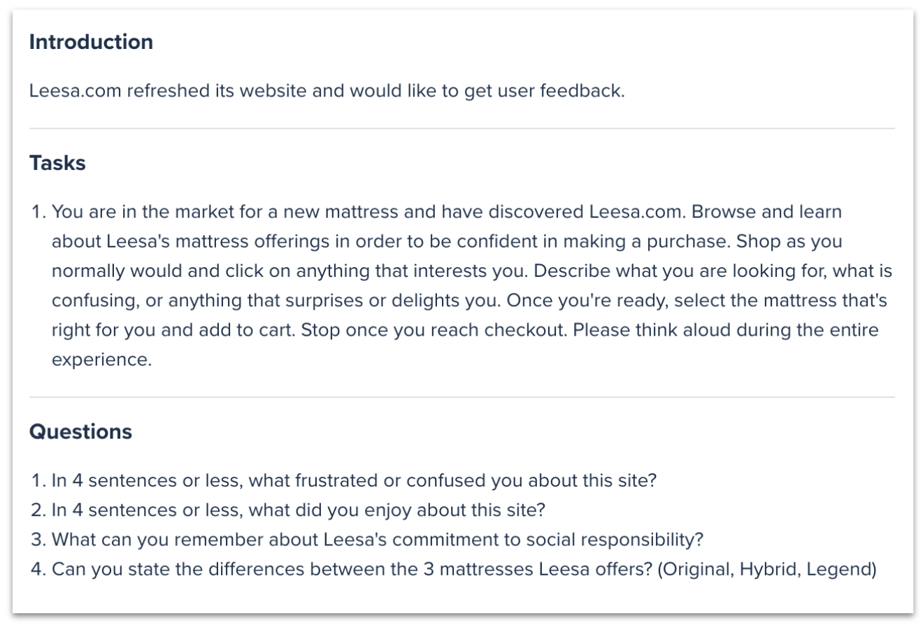 Leesa collection page before and after