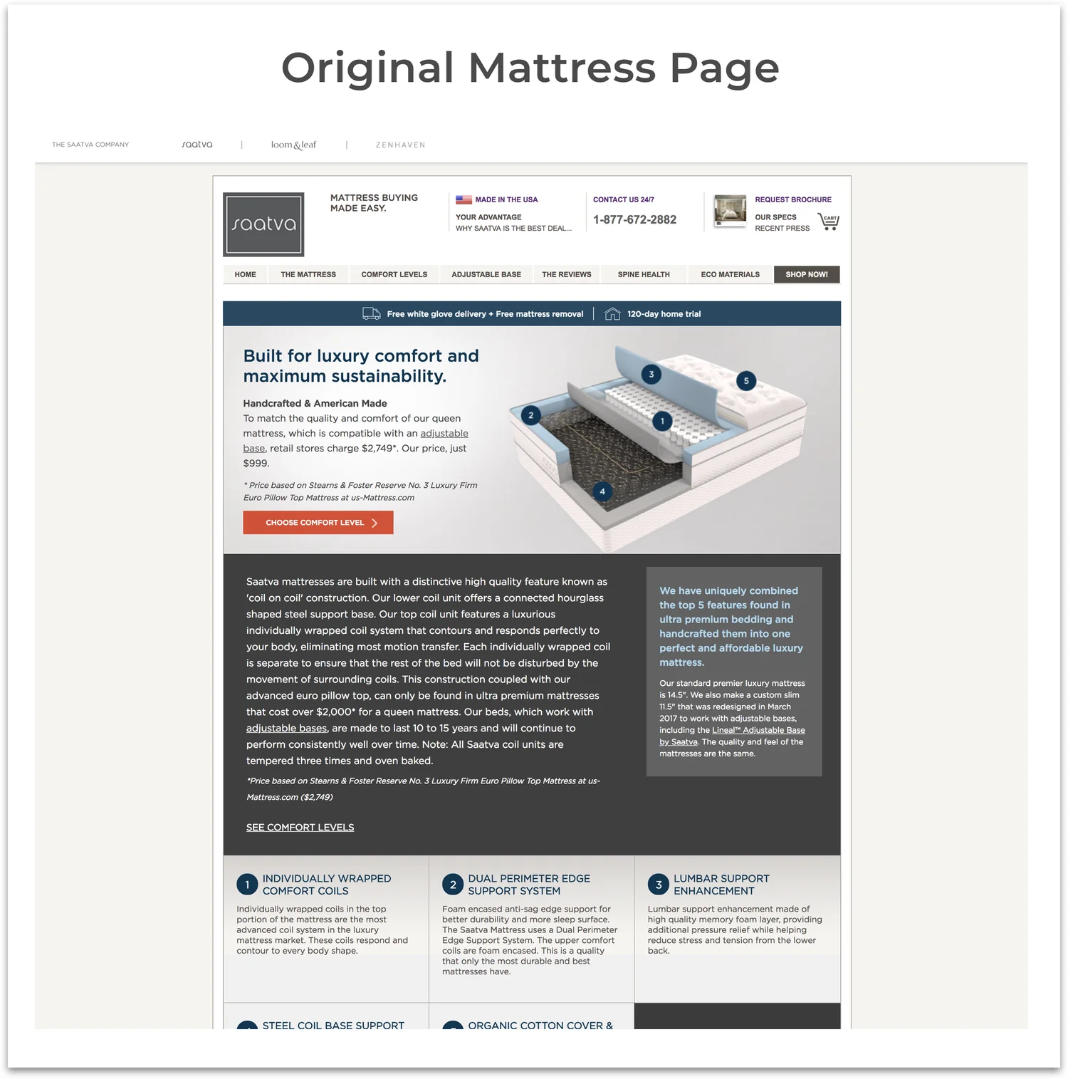 Saatva responsive product experience