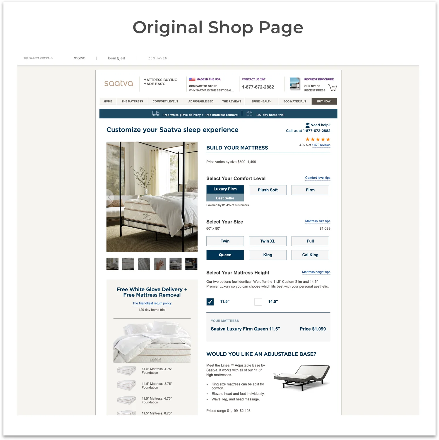 Saatva redesigned shopping flow