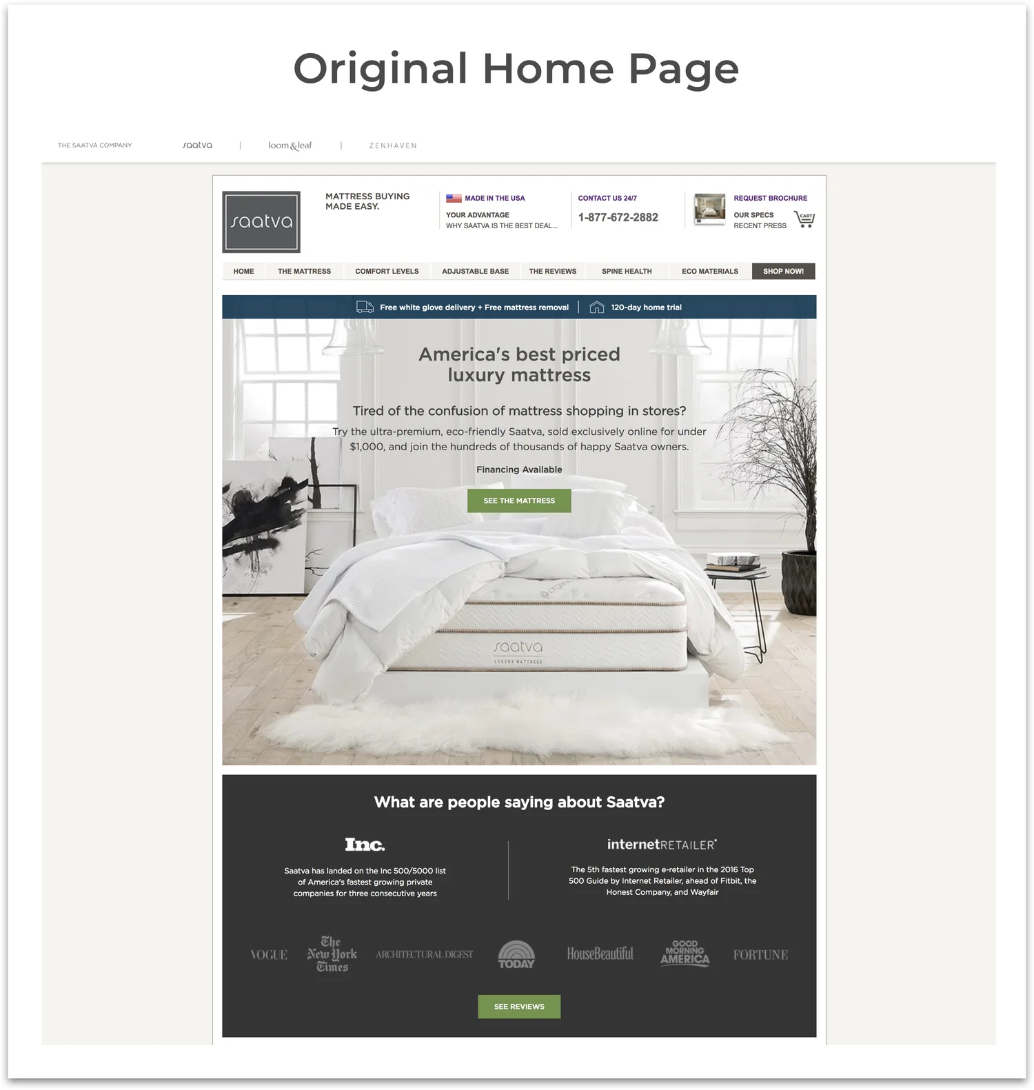 Saatva new ecommerce experience