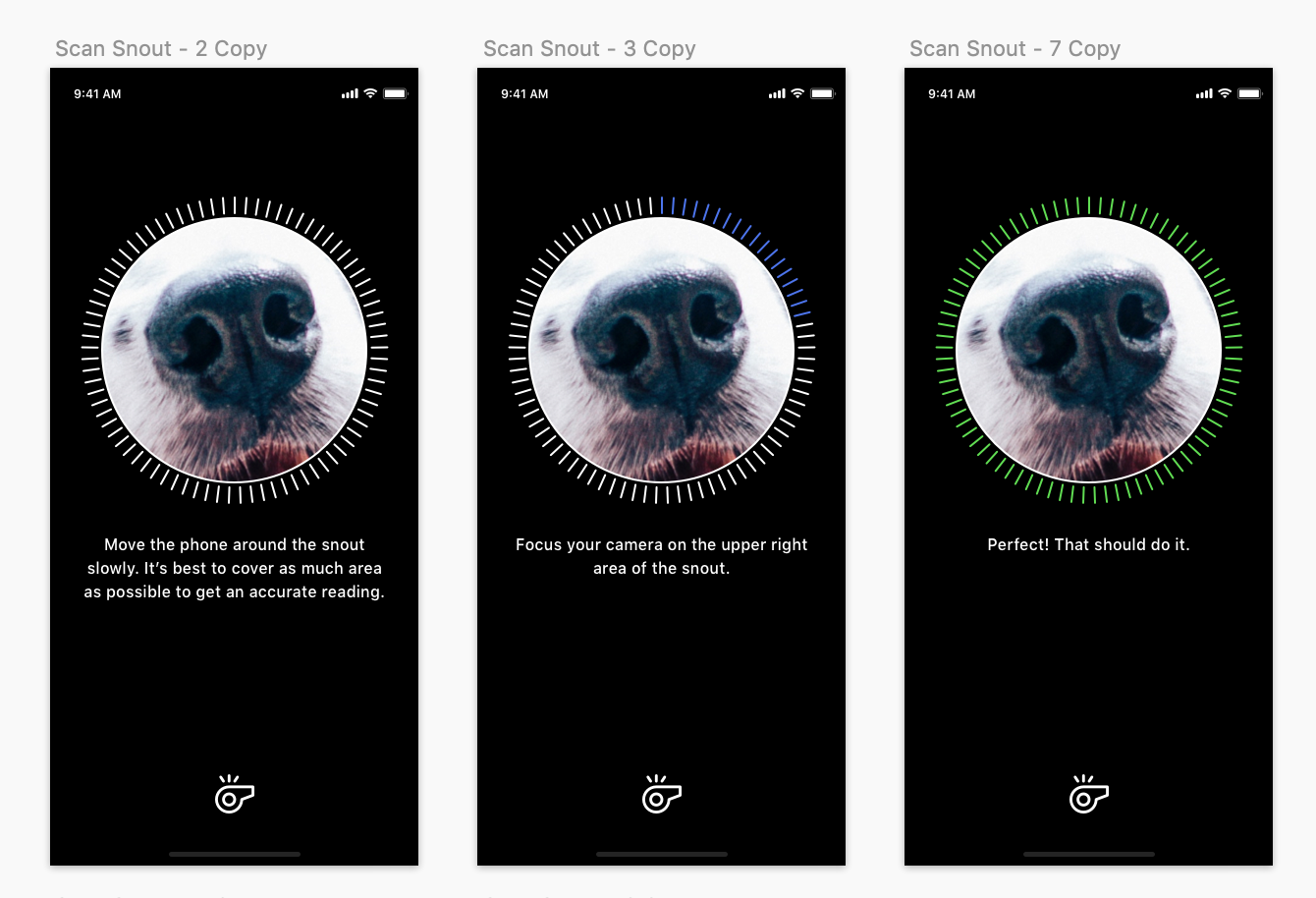 Snoutscan biometric nose capture flow