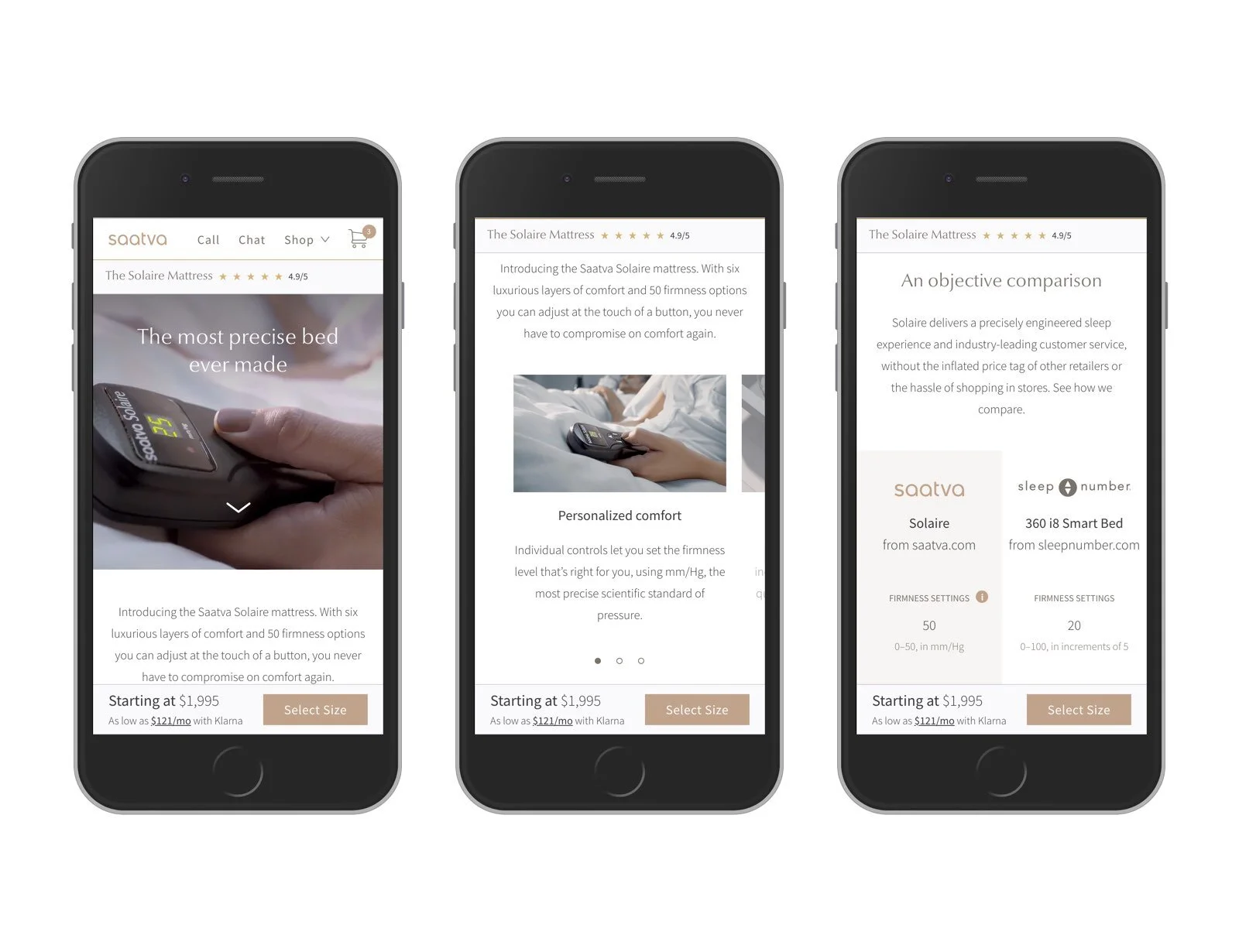 Solaire responsive mattress product page